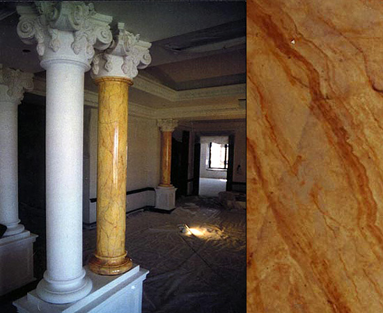 restauro decorazione colonna riproduzione marmo Restauro di pitture murali e decori pittorici trompe loeil   Antiche Fornaci Giorgi 1735 Ferentino Frosinone